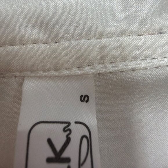 Lilysilk Womens White Long-Sleeve Button-Up Blouse Black Bow Detail Sz S - Picture 8 of 11